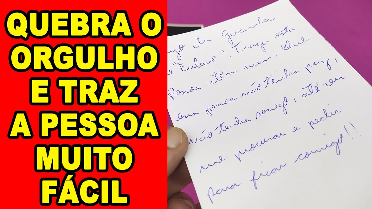 Read more about the article #simpatia QUEBRA ORGULHO e traz a pessoa!