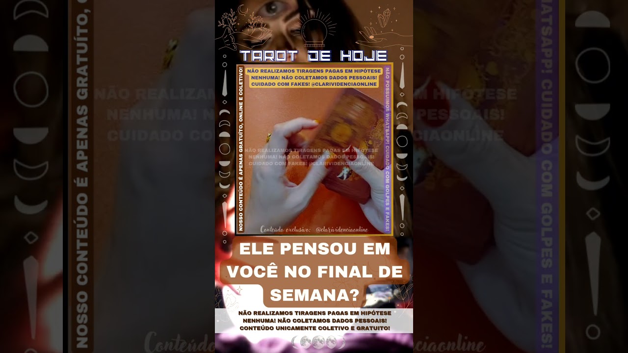 Read more about the article 🧑 ELE PENSOU EM VOCÊ NO FINAL DE SEMANA? 🌟 #TAROTHOJE #TAROT