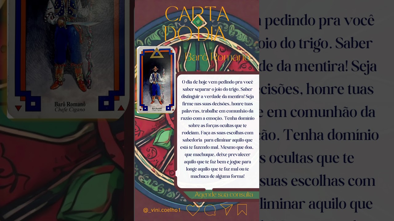 Read more about the article Carta do dia: Barô Romanô! #culturacigana #baralhocigano #tarot  #cartadodia #ciganos #revelacoes