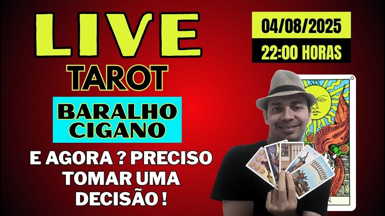 Read more about the article 🃏 Live de TAROT e BARALHO CIGANO dia 04/08/2025 às 22:00 horas