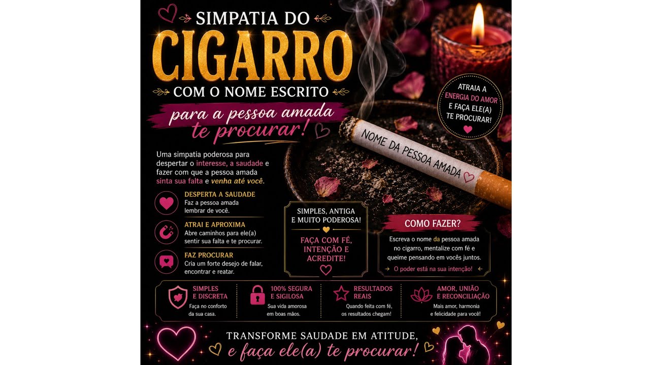 Read more about the article 🚬 SIMPATIA DO CIGARRO COM O NOME PARA A PESSOA AMADA TE PROCURAR