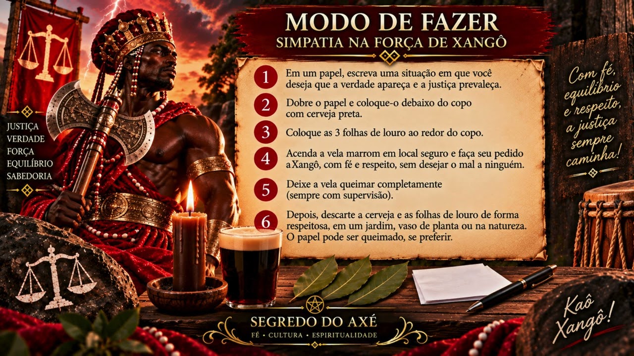 Read more about the article SIMPATIA DA FORÇA DE XANGÔ – PAI DA JUSTIÇA. #justiça #xango #simpatias